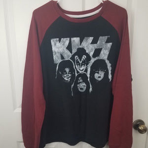 Men's Kiss L/s Thermal Shirt Black And Bugundy XL